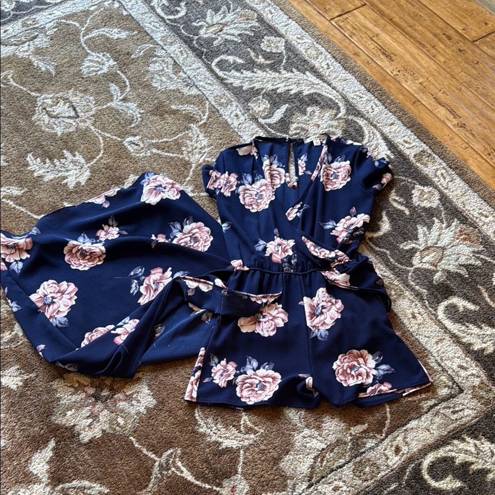 Floral Navy Romper